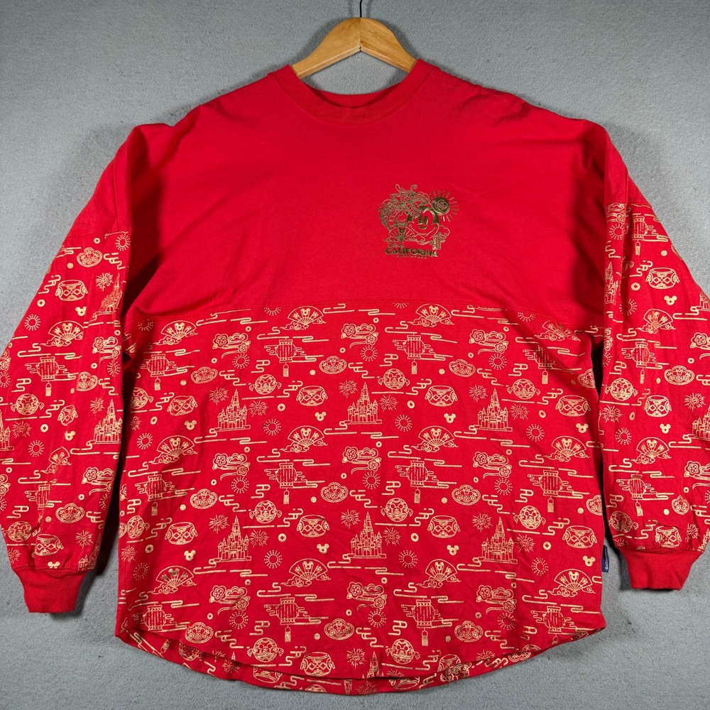 Disney Parks Spirit Jersey Lunar New Year Mickey Mouse Red Gold Mens Medium